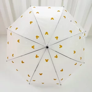 🔥siêu đẹp ô trong suốt cầm tay dù che nắng che mưa Phim Hoạt Hình Nhật Bản Mickey Nhỏ Tươi Trong Suốt Mờ Bán Tự Động Người Lớn Học Sinh Di Động Ảnh Đấm Thẻ Tay Cầm Dài Umbr