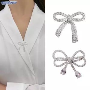 Bluelover Thanh Lịch Nơ Kim Cương Giả Thổ Cẩm Bule Pin Dành Cho Nữ Cô Gái Nơ Bule Pin Cardigan Kẹp Trang Sức Thổ Cẩm Phụ Kiện Mới
