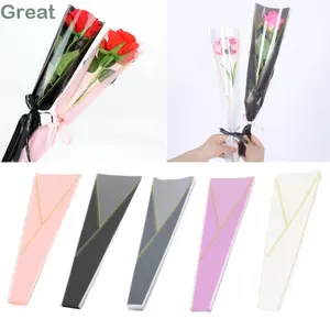 GREA 50 Túi Đựng Hoa, Tay Hoa Hồng Đơn Bằng Nhựa, Hình Nón Đơn Giản Hoa Hồng Đơn Quấn Hoa Ngày Lễ Tình Nhân