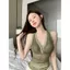Áo yếm kim cương nóng ren cổ chữ V gợi cảm dành cho nữ mùa hè Pure Desire Mỏng xuyên thấu hông đẹp kèm miếng đệm ngực