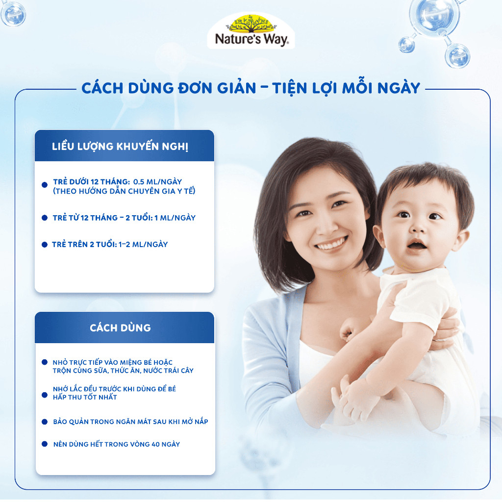 DHA Drops Nature's Way Kids Smart Bổ Sung DHA, Omega 3, Thành Phần Dầu Cá RTG Hỗ Trợ Tốt Cho Não Và Mắt Cho Bé 20ml