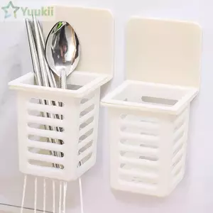 Giỏ thoát nước nhà bếp YUUKII, Dụng cụ nhà bếp tự dính Giá đỡ bàn chải đánh răng, Giá treo đũa thùng bếp