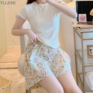 Quần Short YUJINI, Quần Ngắn Eo Cao In Hình, Quần Thể Thao Mùa Hè Mỏng Rời
