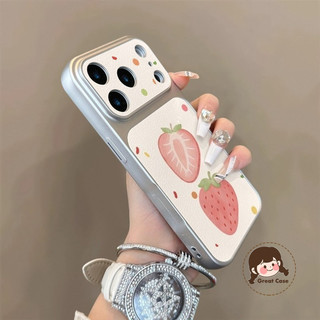 Ốp Điện Thoại Dâu Tây Sang Trọng Cho OPPO A98 A96 A80 A60 A79 A78 A77 A76 A58 A57 A56S A54S A95 A94 A92 A9 A74 A73 A72 5G 4G Ốp Lưng Da PU Dễ Thương Chống Rơi Vỏ Mềm