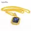 AqToCna Kẻ Sọc Kim Cương Vuông Ruby Nelace Hip Hop Nam Mặt Dây Chuyền Đá Đỏ Mặt Dây Chuyền Trang Sức Vintage Trang Phục Phụ Kiện AqToCna