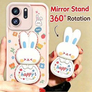 Ốp Lưng Cho OPPO Reno 14 pro reno14 Reno 14F 5g Vỏ Điện Thoại Vỏ Mềm Silicon Chống Sốc Mới Gương Thẩm Mỹ Có Giá Đỡ 360° Xoay thỏ dễ thương màu hồng cho bé gái JTXCEZJ3