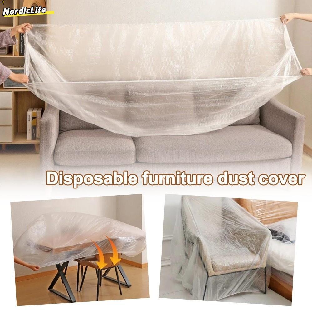 Vỏ bụi dùng một lần NORDICLIFE, Vỏ bụi nội thất trong suốt chống thấm nước, Tất cả được bọc dây rút Nhựa đàn hồi Phim bụi Giường Sofa Bàn trà Ghế