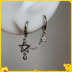 1 Chiếc Màu Bạc Ngôi Sao Dây Xích Đôi Tai Xương Tai Móng Tay Y2K Thời Trang Hottie Bông Tai Nữ Trang Sức