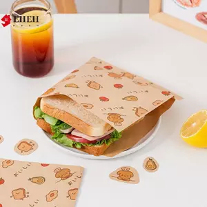 50 Cái Hoạt Hình Dễ Thương Giấy Sáp Vuông Sandwiches Burgers Khoai Tây Chiên Bọc Túi Giấy Wd Giấy Nướng Thực Phẩm Túi Đựng VN