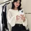 Phong Cách Nhẹ Nhàng Rỗng Đeo Chéo Dệt Kim Nữ Thiết Kế Áo Hai Mảnh Bộ Lớp Mặc Ôm Hơn Nhìn Lười Phong Cách Sling Phù Hợp Với