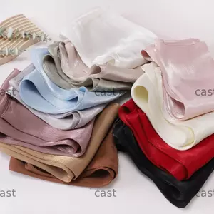 Khăn lụa CAST, Khăn choàng chống nắng voan màu trơn, Chất lượng cao mềm dài sáng voan Hijab che mặt ngoài trời