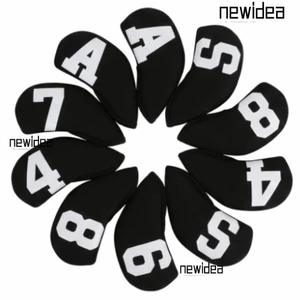 NEWIDEA 10 chiếc Vỏ sắt chơi gôn, Số lượng đầy màu sắc Vỏ bọc đầu sắt chơi gôn số lớn, Đế màu trắng Nhiều kiểu có sẵn Vỏ bọc đầu gậy golf PU chống bụi Tất cả các thương hiệu