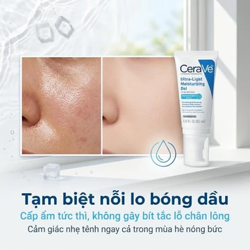 CeraVe Ultra-Light Gel 52ml Kem Dưỡng Cấp Nước Cho Da Dầu Hỗ Trợ Giảm Bóng Nhờn-CV2