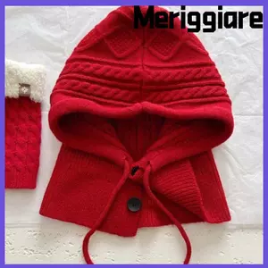 Mũ Balaclava mùa đông MERIGGIARE, Mũ trùm đầu nữ dày một mảnh, Bảo vệ tai Mũ len dệt kim chống gió