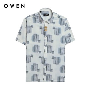 OWEN - Áo sơ mi ngắn tay Body Fit AB250124N màu Xanh đậm chất liệu Viscose-Polyester-Spandex