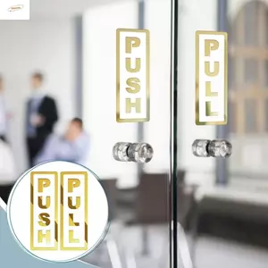 ZENZON 2 Miếng Dán Cửa Sổ Đẩy & Kéo, Logo Cửa Trượt Acrylic Sáng Tạo, Đơn Giản Trong Suốt 3D Dễ Dàng Làm Sạch Nhà Hàng Kéo Dán Nhận Dạng Cửa Kính