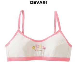 Áo lót học sinh tuổi dậy thì chất cotton thấm hút mồ hôi kiểu dáng viền màu in hình cute DEVARI B528