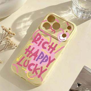 Ốp lưng vẽ trái tim chữ may mắn màu hồng phù hợp với iPhone17promax 16/15/14/13/12