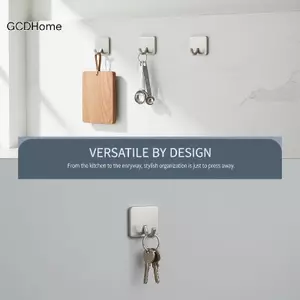 GCDHome Thép không gỉ Tự Dính Móc Treo Tường 5 / 10 Cái Chịu Lực Chống Thấm Nước Chống Đục Lỗ Cho Phòng Tắm Treo Loofah Phụ Kiện Tắm HOT