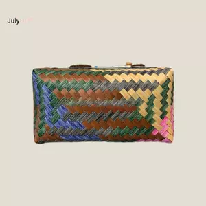 JULYHOT Retro Sọc Dachshund Cho Chó Túi Dệt Hợp Thời Trang Dễ Thương Túi Tote Dung Tích Lớn Tay Cầm Tre Thời Trang Túi Giỏ Rau Massivedeals