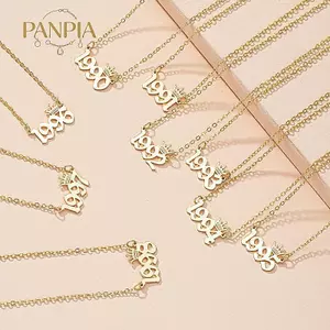 PNPIA- Cá Tính Vương Miện Năm Sinh Nelace Ngày Đặc Biệt Năm Số Nelace Cho Nữ Năm 1980 Đến 2019 Sinh Cổ Trang Sức Thời Trang