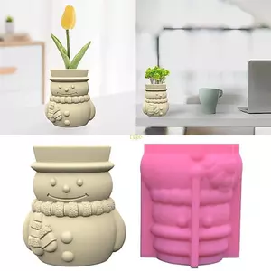Flgo Người Tuyết Bình Hoa Khuôn Silicon mọng Nước Trồng Hoa Khuôn Nhựa DIY Nhà