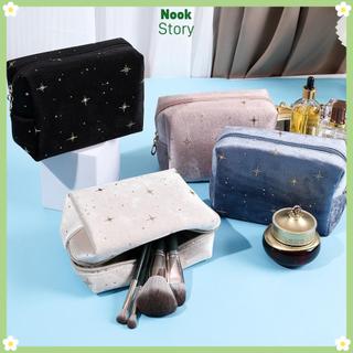 [Còn hàng] Túi đựng mỹ phẩm NOOKSTORY, Túi đựng đồ trang điểm di động họa tiết ngôi sao dập nóng, nhung mềm có dây kéo Túi vệ sinh nữ