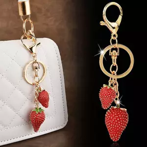 CANAMEK Thời Trang Dâu Tây Mặt Dây Chuyền Móc Khóa Dành Cho Nữ Cô Gái Dễ Thương Hợp Thời Trang Quyến Rũ Móc Khóa Xe Móc Khóa Bapa Trang Trí Quà Tặng CSF