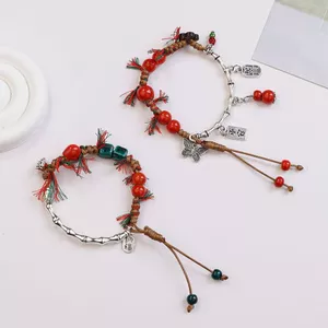 Tay Nữ Trang Trí Mùa Hè Bướm Tua Rua Đỏ Niche Jingdezhen Trang Sức Phong Cách Trung Hoa Phù Hợp Với Gốm Sứ