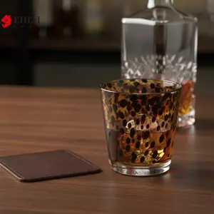 Cốc Thủy Tinh Rùa In Da Báo Màu Nâu Retro Kính Nước Cao Cấp Cho Tiệc Cà Phê Sữa Nhà VN