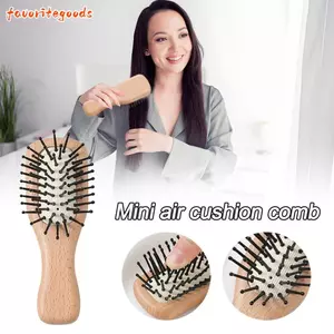 Lược Massage FAVORITEGOODS, Lược Đệm Không Khí Mini Chống Tĩnh Điện, Lược Chải Tóc Bằng Gỗ Di Động Để Massage Da Đầu Kinh Tuyến