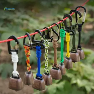 4 Chuông Gấu Ngoài Trời Để Đi Bộ Đường Dài Cắm Trại To Gang Cowbell Có Dây Buộc Bện Móc Khóa Chống Mất Cho Bapaing Walk mới