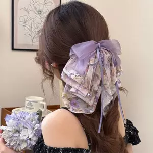 MAKY Ngọt Hoa Nơ Hạt Đuôi Ngựa Kẹp Nữ Pháp Thanh Lịch Kẹp Tóc Cá Mập VN