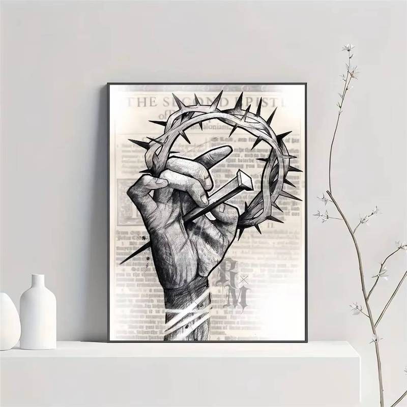 Son of God Jesus Holy Cross Light Wall Art, Poster In Canvas HD, Thích Hợp Cho Gia Đình, Phòng Khách, Tranh Trang Trí Phòng