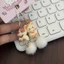 Mặt dây chuyền hình mèo Xiêm 3D hoạt hình dễ thương cho bé gái dây đeo điện thoại hình trái tim bằng vải nhung mềm mại