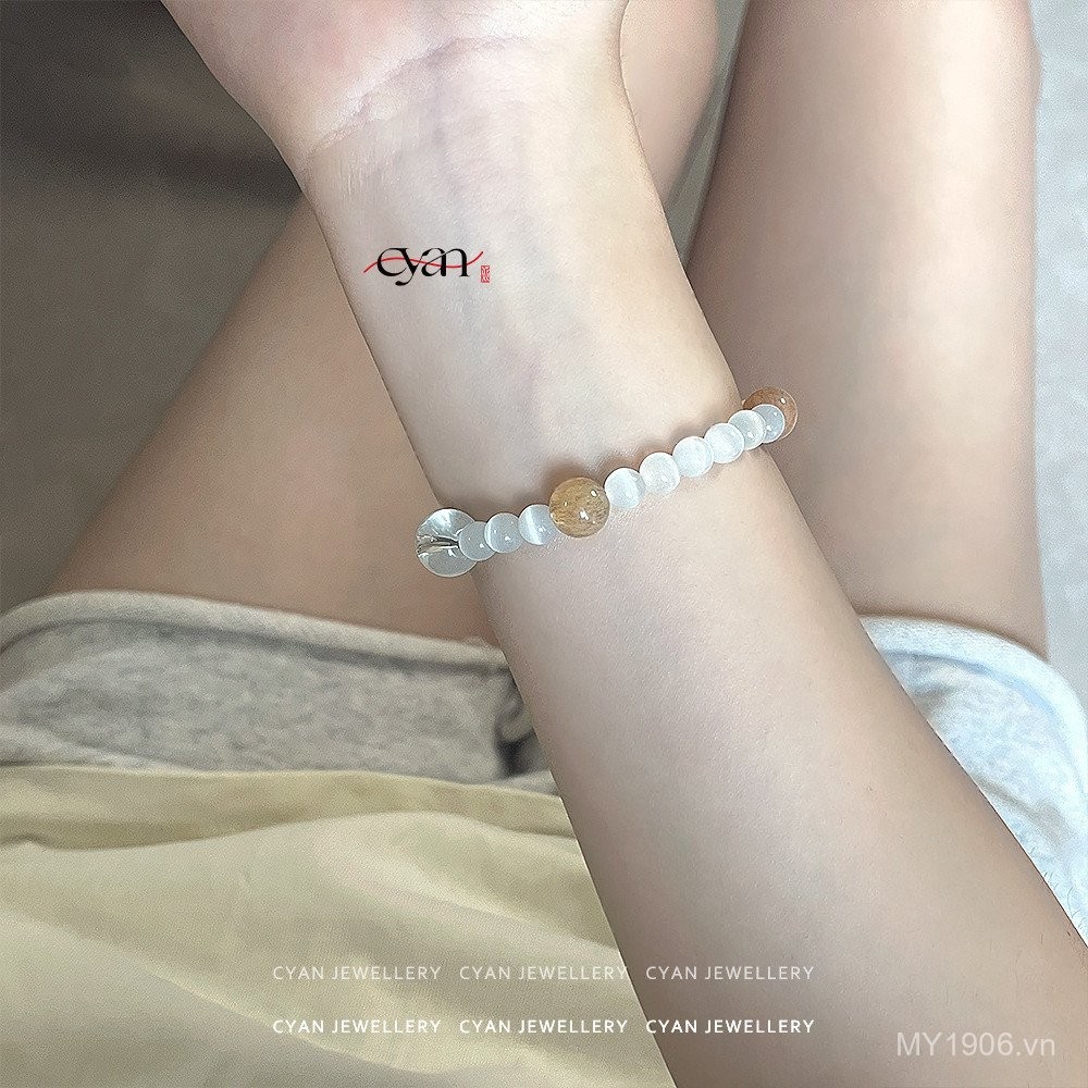 Vòng tay opal trong suốt màu trắng, năng lượng mặt trời - Chính hãng từ Trung Quốc