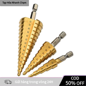 Mũi Khoan Bước HSS Thép Gió Phủ Titan Đa Kích Cỡ 4-12mm 4-20mm 4-32mm Siêu Cứng