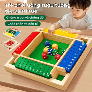 Trò chơi xúc xắc lật thẻ vui nhộn bằng gỗ, học toán, học số, phát triển tư duy logic, domino gỗ
