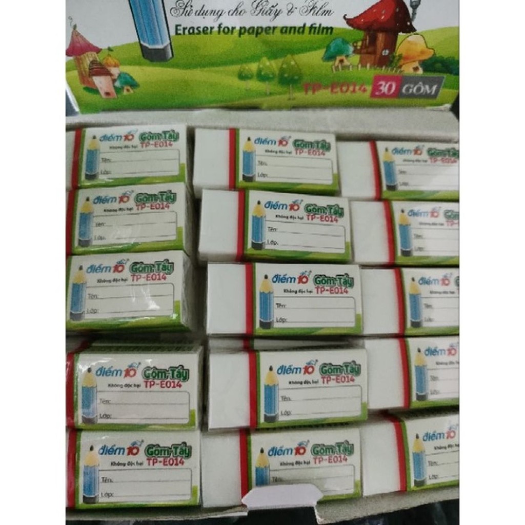 Gôm tẩy chì điểm 10 TP-E014 - 2 viên chất lượng cao, lý tưởng cho học sinh và nghệ sĩ.
