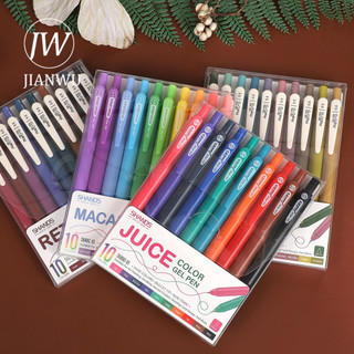 JIANWU 10 Cái / bộ Vintage Macaron Nhiều Màu Sắc Báo Chí Gel Bộ 0.5 Mm Viết Mịn Sáng Tạo Tạp Chí Đồ Dùng Học Sinh Văn Phòng Phẩm