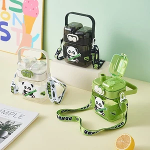 Trẻ Em Cốc Nước Hoạt Hình Phong Cách Mới Ống Hút Cốc Bình Nước Cho Bé Học Sinh Tiểu Học Mẫu Giáo Đôi Cốc Uống Dây Di Động 2PDQ