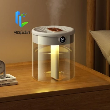 Máy tạo độ ẩm LED GOFIDIN, Máy tạo độ ẩm không khí 2L hoạt động im lặng, Đèn ngủ phun kép dưỡng ẩm Máy tạo độ ẩm vòi phun đôi độ ẩm để bàn