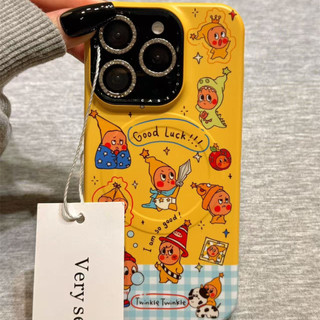 Ốp điện thoại di động khung từ tính toàn màn hình màu vàng và xanh dễ thương phù hợp cho iPhone17 16 15 14 13 Pro Max bảo vệ camera chống sốc chống rơi mặt sau cứng