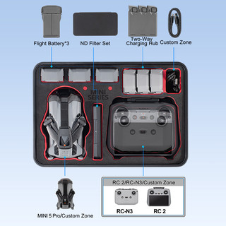 Dành Cho DJI Mini 5 Pro Toàn Bộ Bình Chống Nước RC 2 / RC-N3 Điều Khiển Từ Xa Chống Cháy Nổ Hộp Bảo Quản Đeo Ngang Vali Phụ Kiện