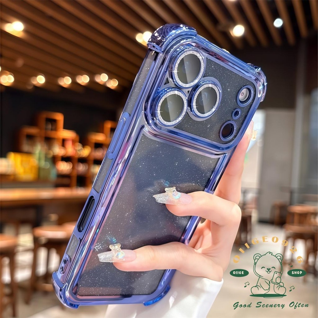 【 Ốp lưng iPhone17 】 Vỏ điện thoại lấp lánh mạ bốn góc chống rơi iPhone17 Pro Max 16 15 14 13 12 cho vỏ iPhone Vỏ mềm silicon TPU chống sốc