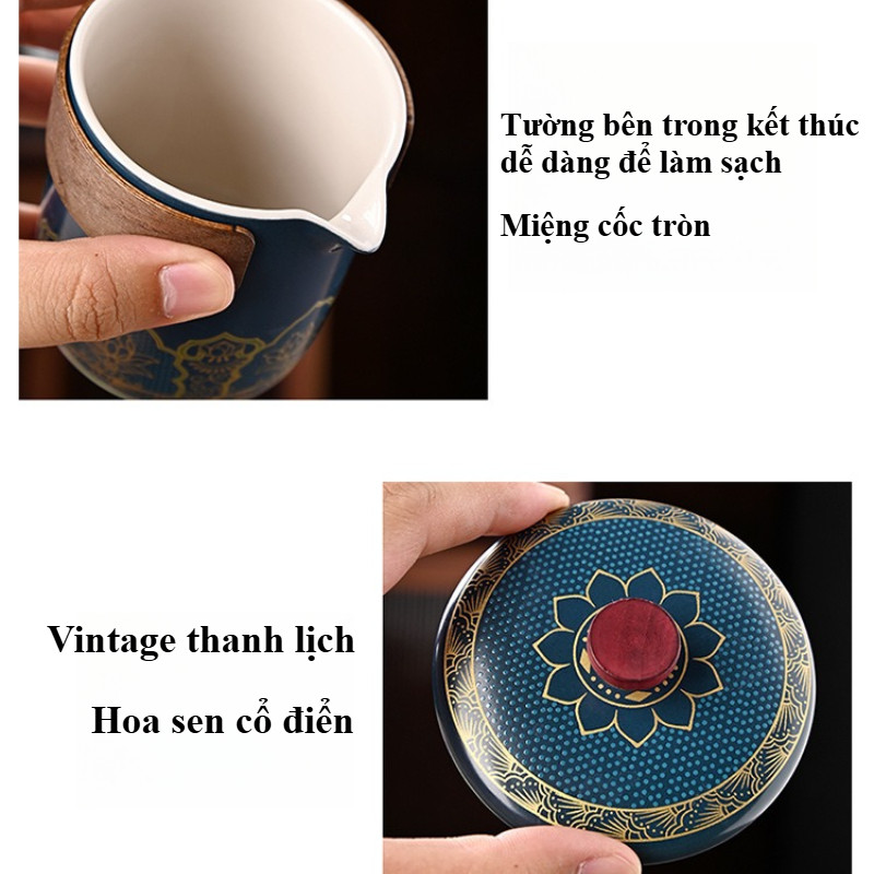 Bộ trà gốm cổ điển Vintage thanh lịch cho du lịch và tặng quà Logo tùy chỉnh/nhiều màu sắc