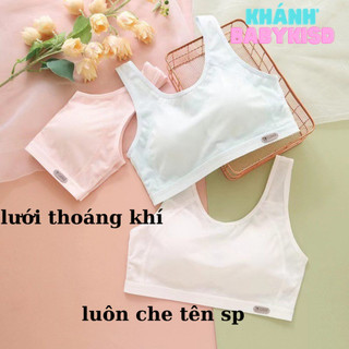 áo lá( áo lót) bé gái từ 10-18 tuổi đệm liền áo 2206. chất liệu cotton lưới, êm mềm thoáng mát 35-70 kg