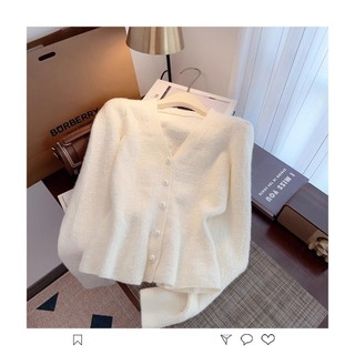 Áo Cardigan Dệt Kim Màu Đỏ Phong Cách Pháp Cho Nữ Thu Đông
