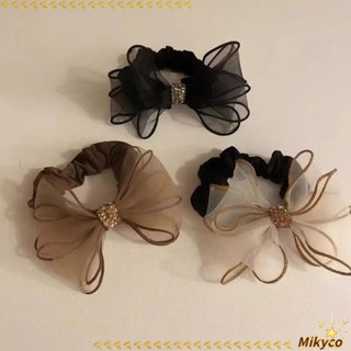 MIKYCO Scrunchies lưới organza có kim cương giả - Phụ kiện tóc thời trang dành cho nữ và bé gái