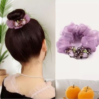 Dây buộc tóc pha lê sáng bóng với vòng lớn, phù hợp cho tóc dày